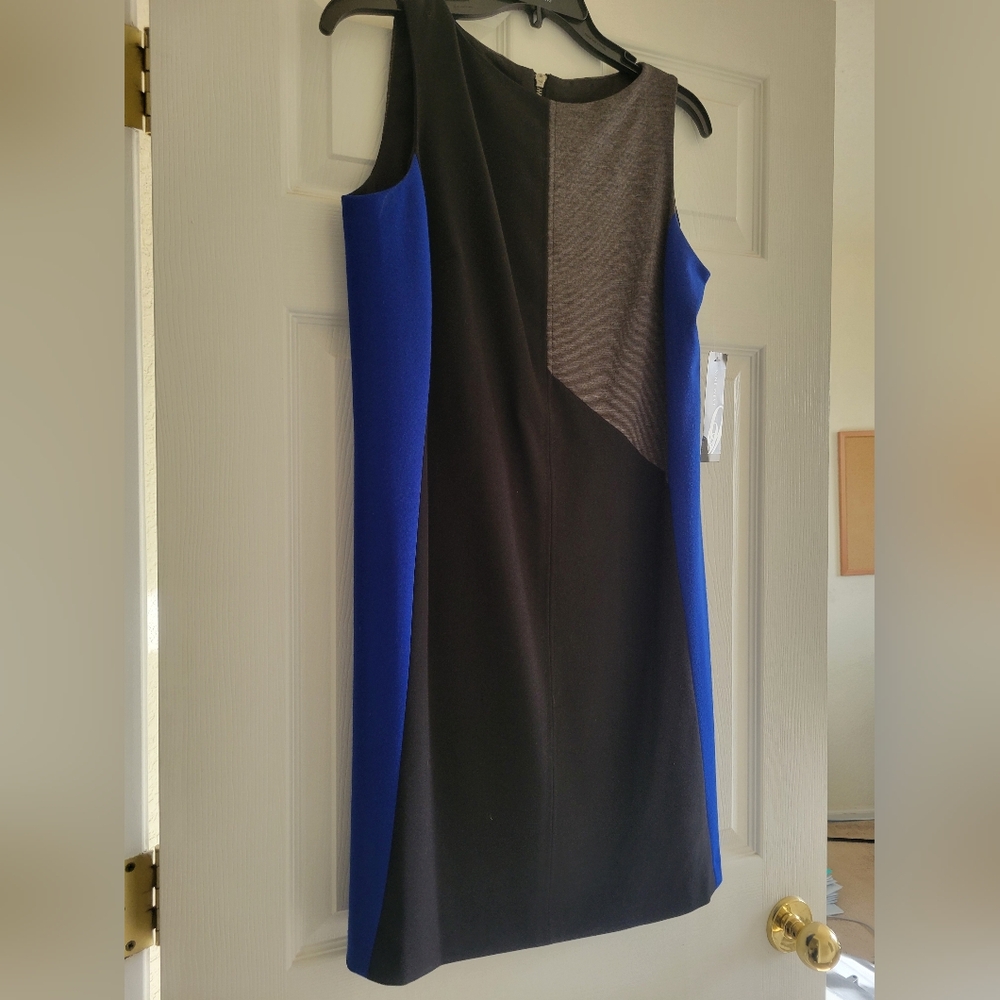 Nine West Black and Blue Colorblock Midi Dress